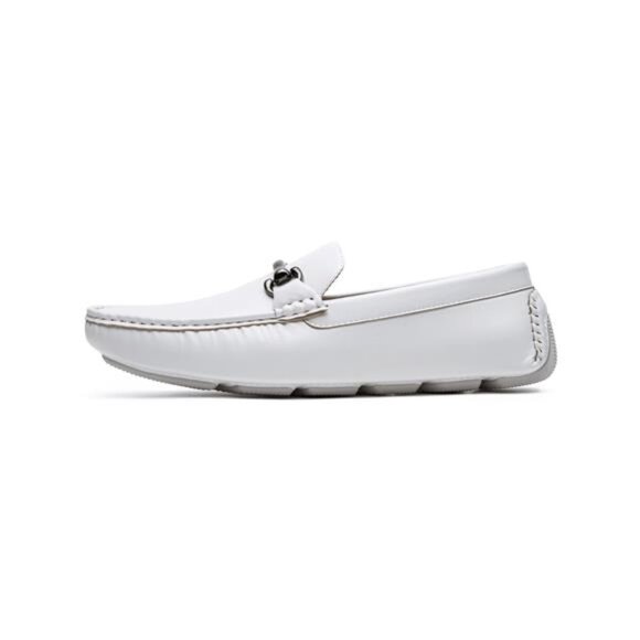 Men's White Slip On Loafers - Picture 6 of 7